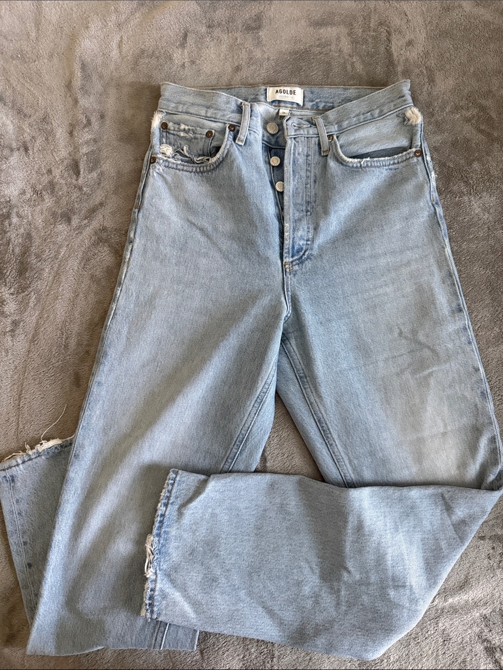 Agolde Pale Blue High-Rise Straight Leg Jeans